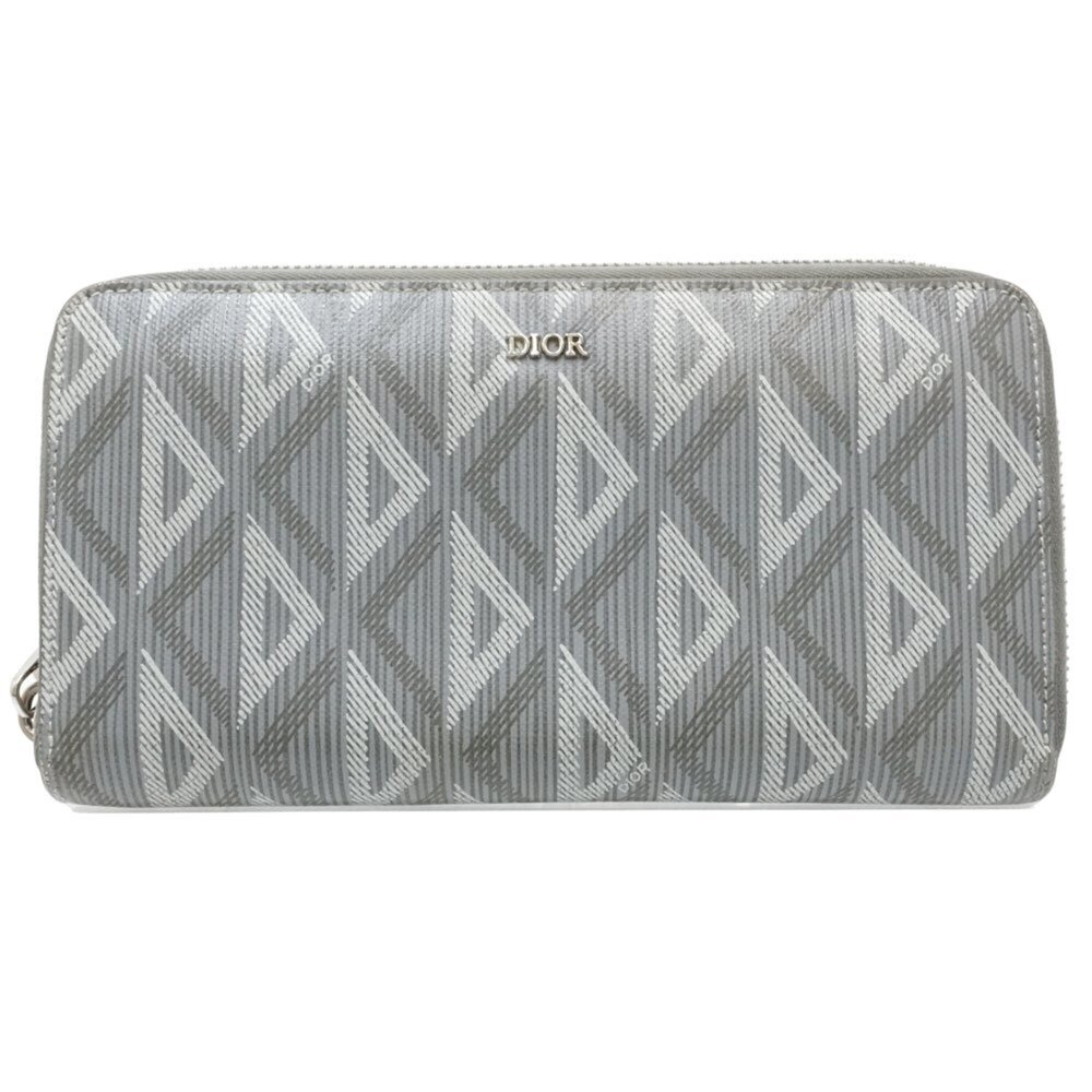 Christian Dior Long Wallet 2ESBC252DCO Zip CD Diamond Canvas Gray Women's 182297